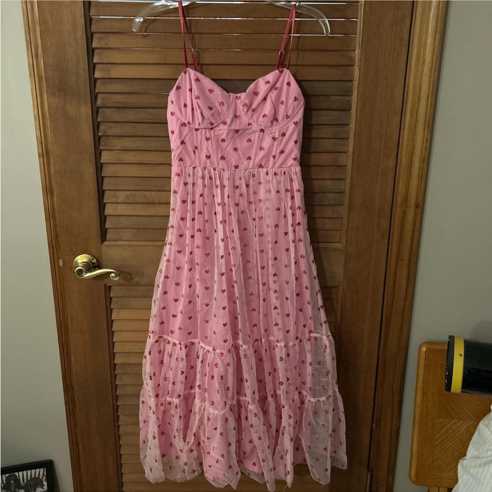 Betsey Johnson Pink Heart Maxi Dress